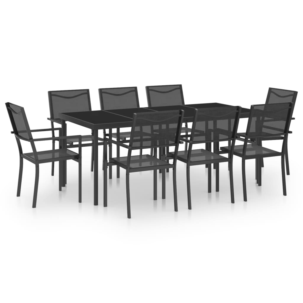 vidaXL Patio Dining Set Outdoor Table and Chair Patio Conversation Set Steel-8