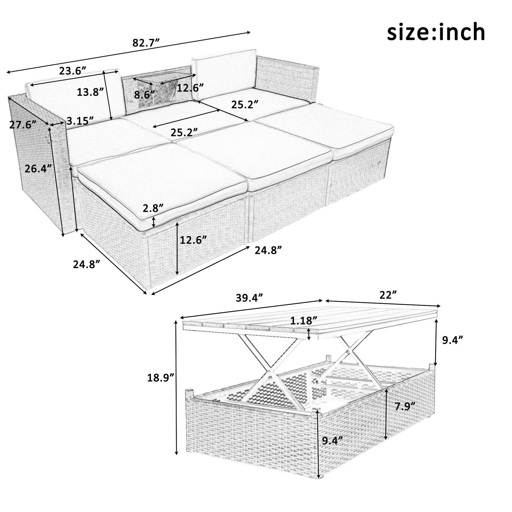 5-Piece Patio Wicker Furniture Set-12