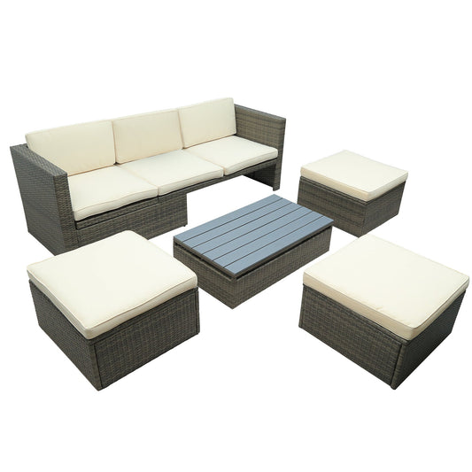 5-Piece Patio Wicker Furniture Set-0