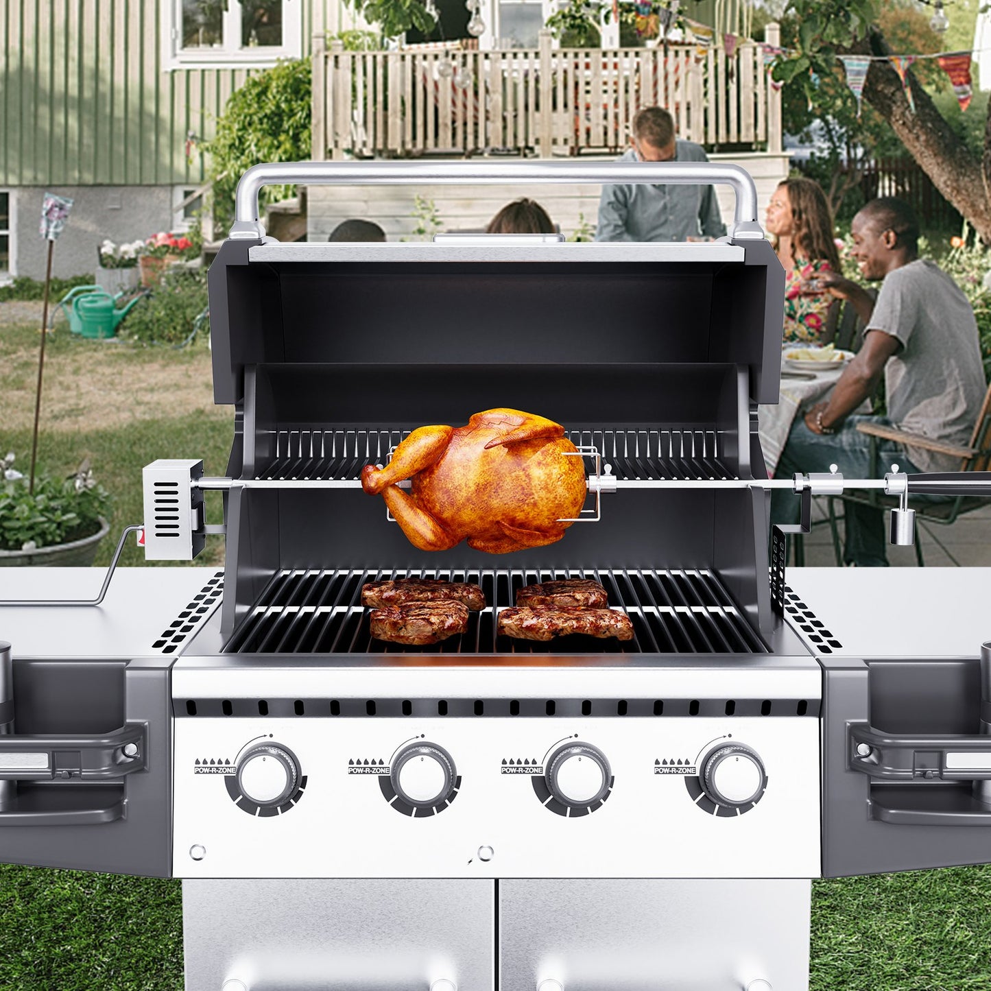 VEVOR Universal Grill Rotisserie Kit for Grills, Electric BBQ Grill with 110V 9W Motor, Stainless Steel Automatic Grilling Kit, Heavy Duty 32"/39" Hexagon Spit Rod, 26 lbs Capacity Grill Attachment-6