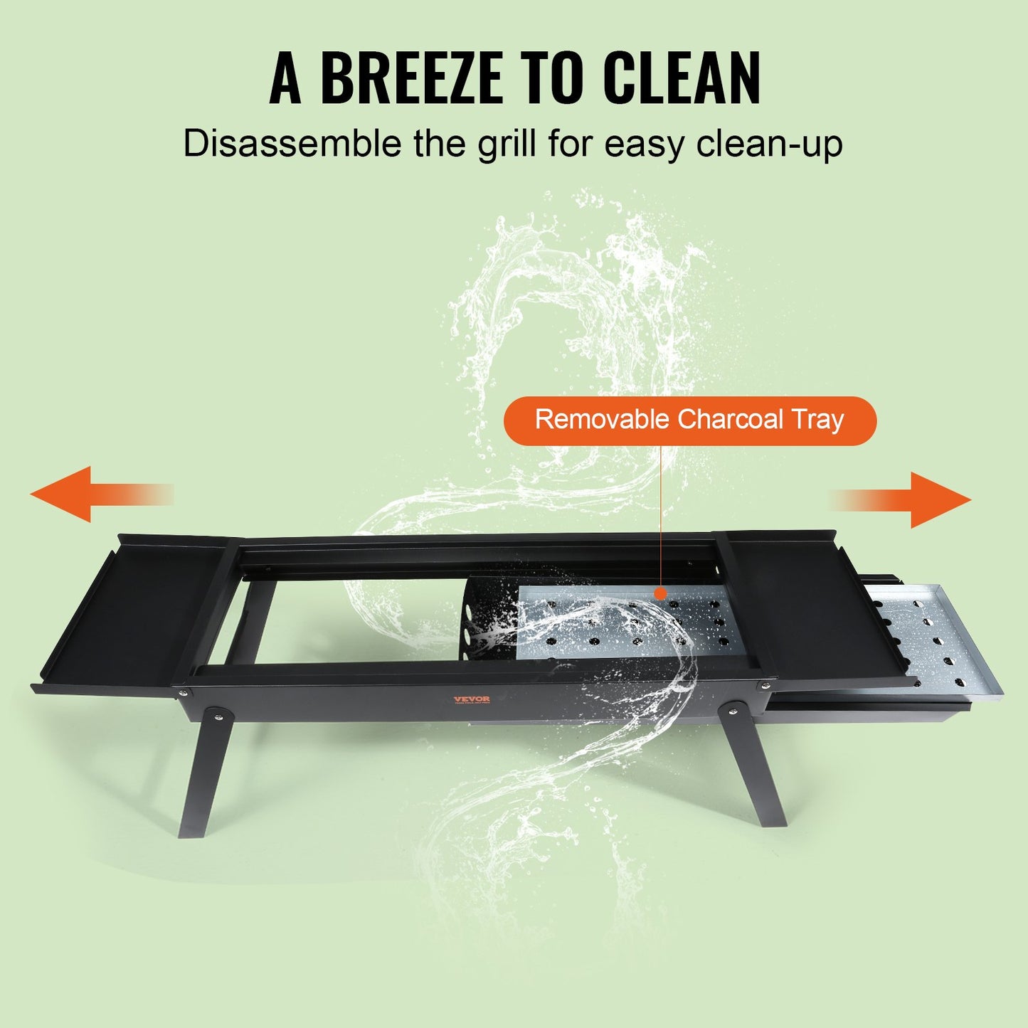 VEVOR 23 inch Portable Charcoal Grill, Flat Top Propane Gas Grills, Compact Foldable Grill, Heavy Duty Steel BBQ Grill, Mini Smoker for Travel, Outdoor Cooking, Barbecue Camping, Picnic, Patio Black-4