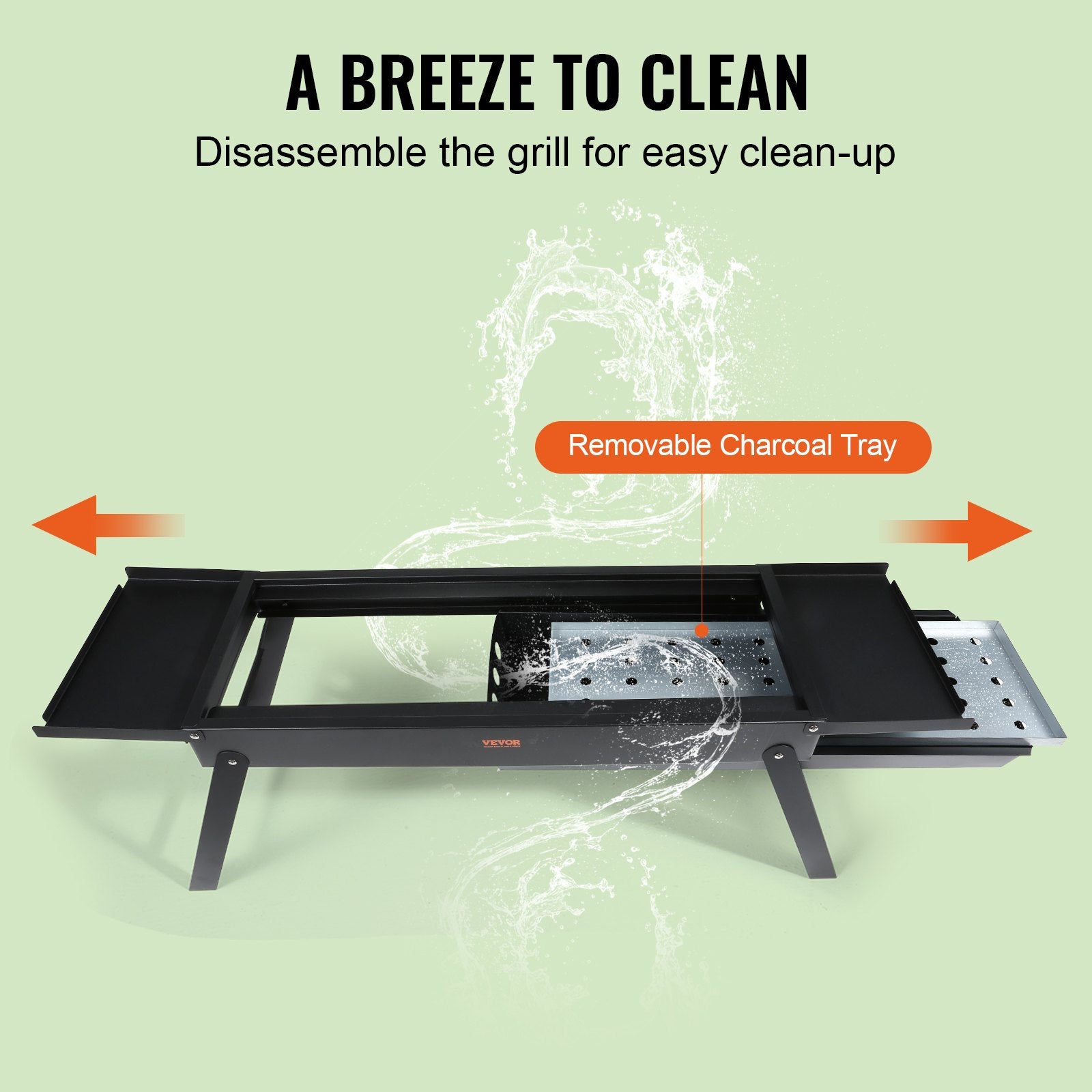 VEVOR 23 inch Portable Charcoal Grill, Flat Top Propane Gas Grills, Compact Foldable Grill, Heavy Duty Steel BBQ Grill, Mini Smoker for Travel, Outdoor Cooking, Barbecue Camping, Picnic, Patio Black-4