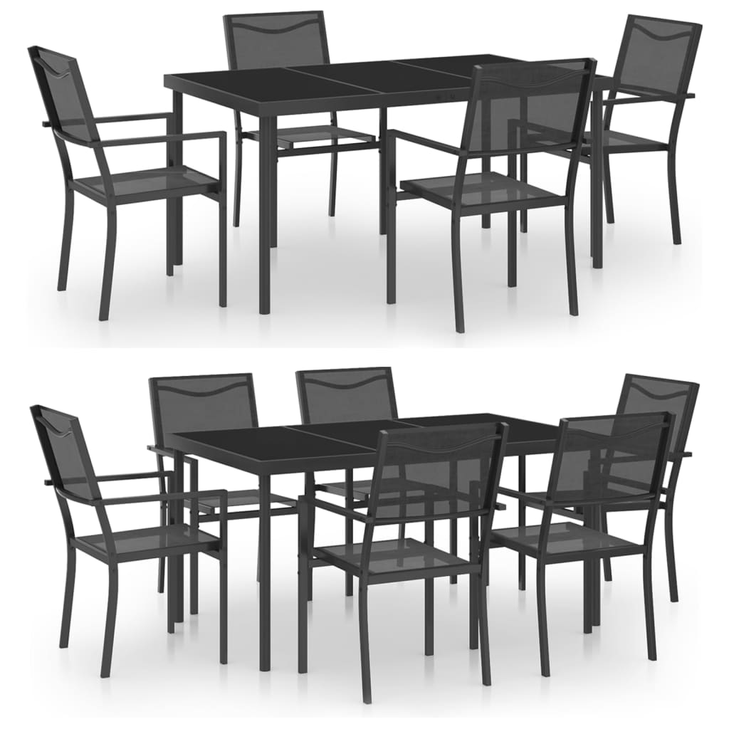 vidaXL Patio Dining Set Outdoor Table and Chair Patio Conversation Set Steel-12