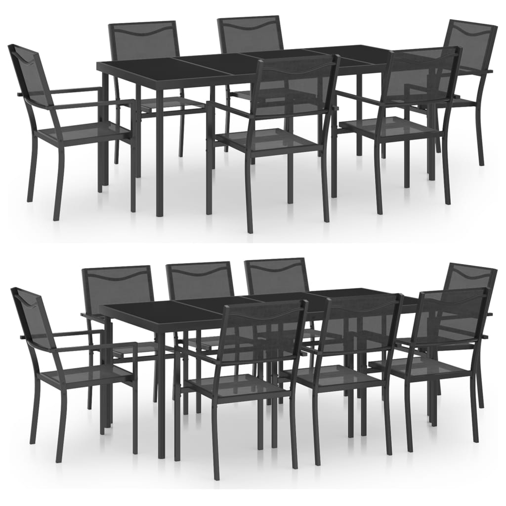 vidaXL Patio Dining Set Outdoor Table and Chair Patio Conversation Set Steel-12